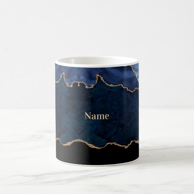 Caneca De Café Geode Azul Dourado  (Centro)