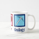Caneca De Café Geologia do Amor pela Paz<br><div class="desc">Paz Amor Geologia. Um legal dom da ciência geológica para um geólogo que estuda ciências da Terra e rochas através da história geológica do planeta. Ele apresenta um sinal de paz bonito,  coração,  e geólogos martelo rock.</div>
