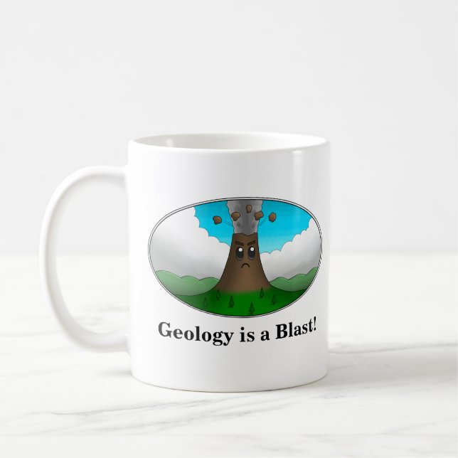 Caneca De Café Geologia é uma Explosão!  Vulcão de Desenho Animad (Esquerda)