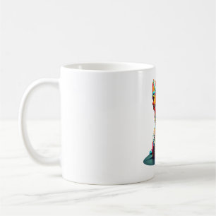 Caneca De Café Geometria 3D colorida Chihuahua no estilo moderno