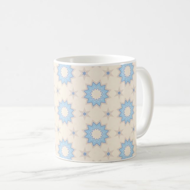 Caneca De Café Geometria Blue Starburst (Frente Esquerda)