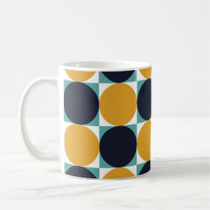 Caneca De Café Geometria colorida da safra: padrão circular.