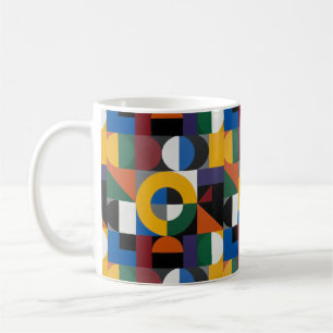Caneca De Café Geometria de Cores Bauhaus