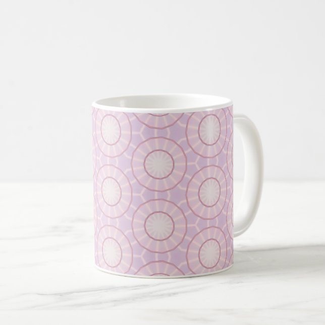 Caneca De Café Geometria de Explosão de Lavanda (Frente Esquerda)