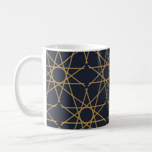 Caneca De Café Geometria Dourada da Meia-Noite