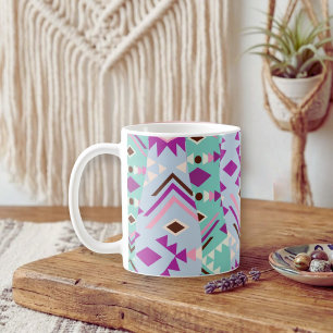 Caneca De Café Geometria Tribal Pastel