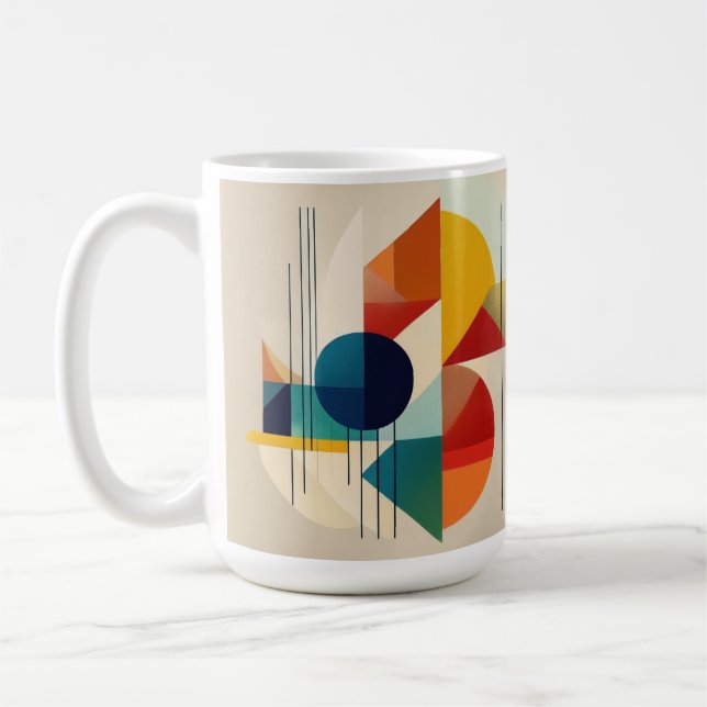 Caneca De Café Geometric Abstract Art in Bauhaus Style (Esquerda)