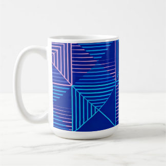 Caneca De Café Geometric Abstract Mug Blue Pink Neon Pattern Coff