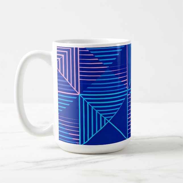 Caneca De Café Geometric Abstract Mug Blue Pink Neon Pattern Coff (Esquerda)
