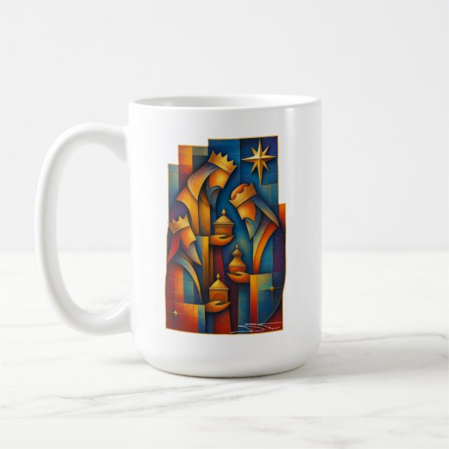 Caneca De Café Geometric Magi - Three Wise Men Christmas Star Art (Esquerda)