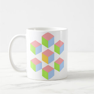 Caneca De Café Geometric Pastel Isometric Optical Illusion Cube