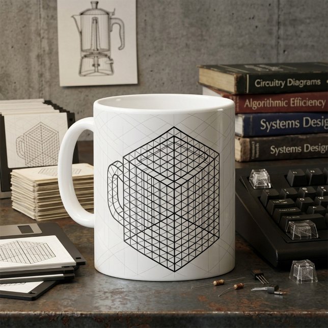 Caneca de Café Geométrica Arte de Grade Isométrica (Criador carregado)