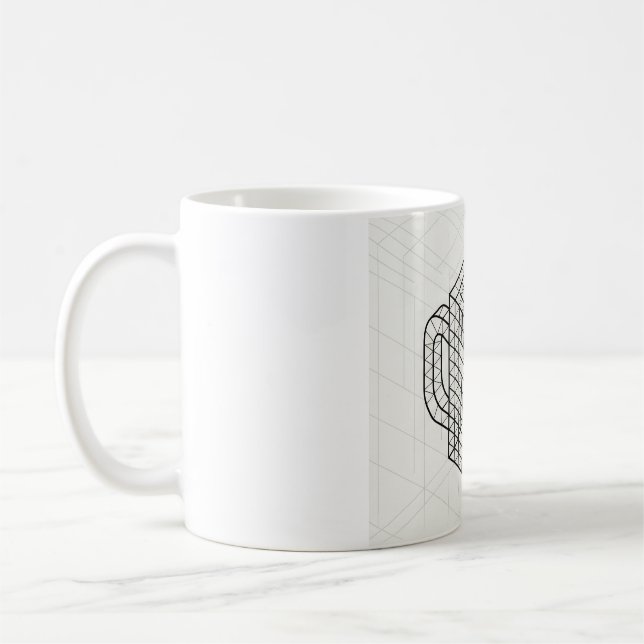 Caneca de Café Geométrica Arte de Grade Isométrica (Esquerda)