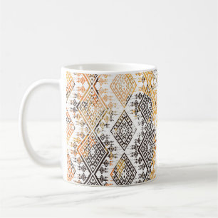 Caneca De Café Geométrica Boho Tribal: Padrão em Desconforto.