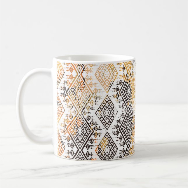 Caneca De Café Geométrica Boho Tribal: Padrão em Desconforto. (Esquerda)