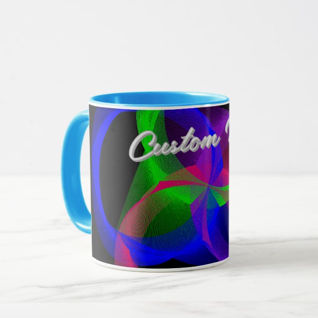Caneca de Café Geométrica Colorida Circular (Frente Esquerda)