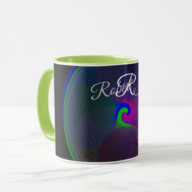 Caneca de Café Geométrica Colorida com Centro Fund (Frente Esquerda)
