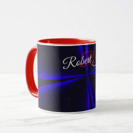 Caneca de Café Geométrica com Acento Azul em Forma