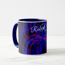 Caneca de Café Geométrica com Flor Pétala no Centr