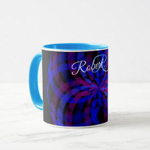 Caneca de Café Geométrica com Flor Pétala no Centr