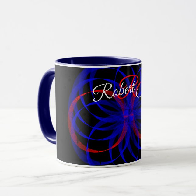 Caneca de Café Geométrica Cor de Mirtilo Duplo (Frente Esquerda)