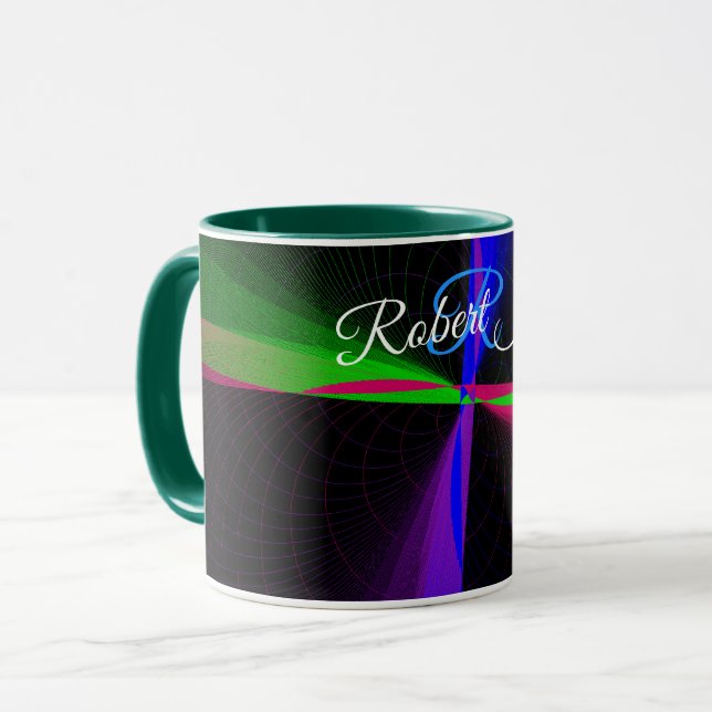Caneca de Café Geométrica de Onda de Quatro Direçõ (Frente Esquerda)