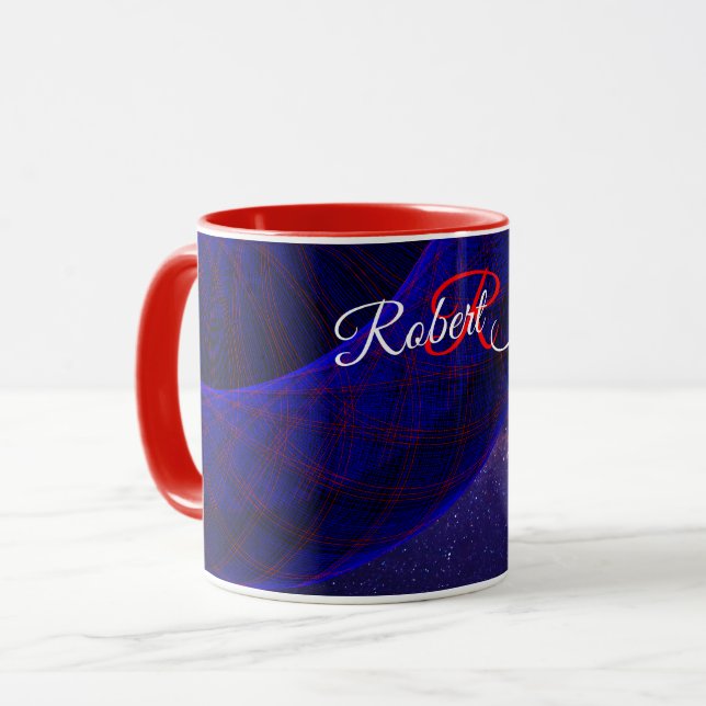 Caneca de Café Geométrica Donuts Espaço Azul (Frente Esquerda)