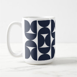 Caneca de café geométrica Marinha Moderna de 15oz