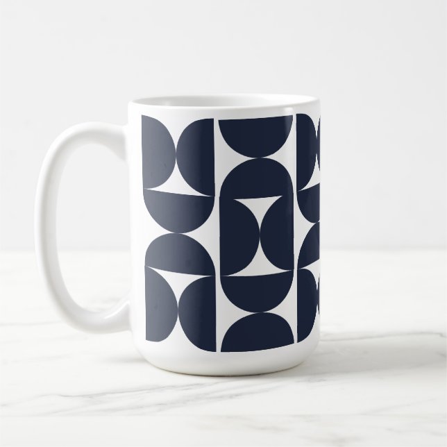 Caneca de café geométrica Marinha Moderna de 15oz (Esquerda)