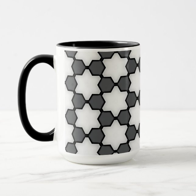 Caneca de Café Geométrica Moderna em Preto e Branc (Esquerda)