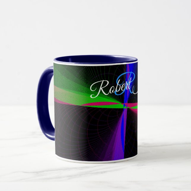 Caneca de Café Geométrica Onda de Quatro Vias (Frente Esquerda)