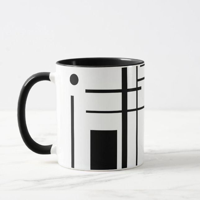 Caneca de café geométrica preto e branco das (Esquerda)