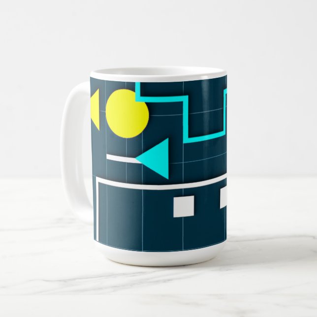 Caneca De Café Geométrico Abstrato Cativante (Frente Esquerda)
