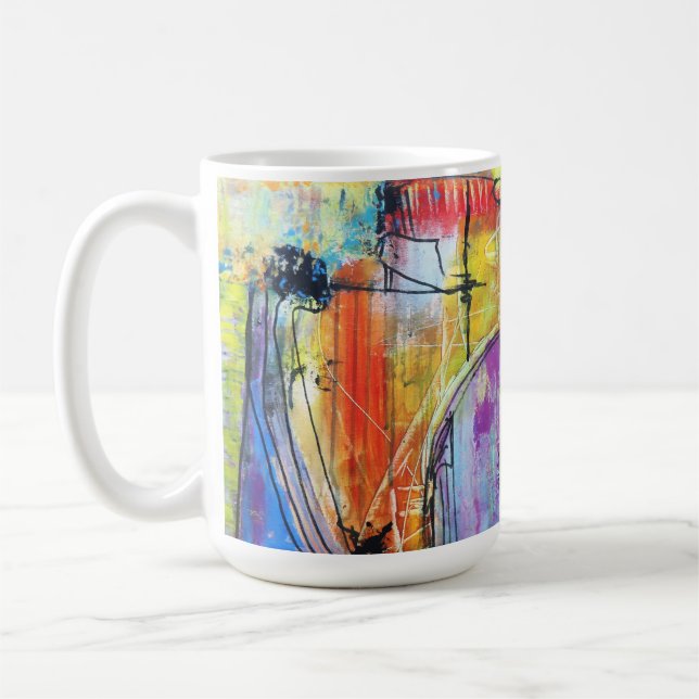 Caneca De Café Geométrico Abstrato Colorido (Esquerda)