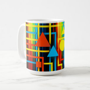Caneca De Café Geométrico Abstrato Retro Colorido