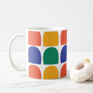 Caneca De Café Geométrico de Meio Círculo Colorido