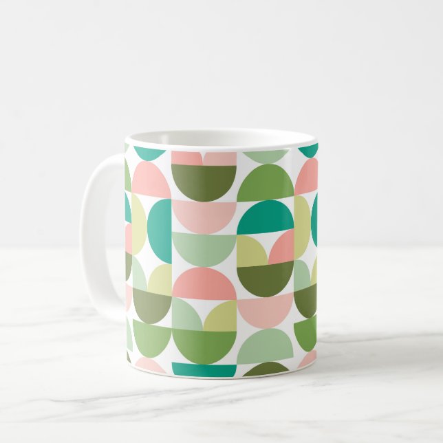 Caneca De Café Geométrico Green & Peach Mug (Frente Esquerda)