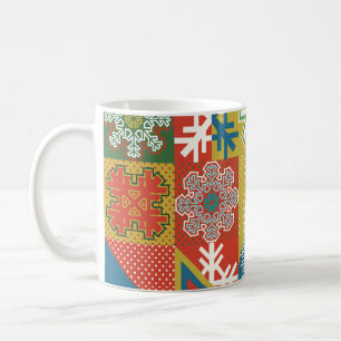 Caneca De Café Geométrico Multicolorido: Fundo do Floco de Neve L