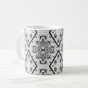 Caneca De Café Geométrico, padrão, preto e branco