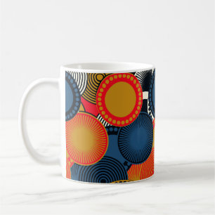 Caneca De Café Geométrico Retroativo: Harmonia dos Círculos do Ou
