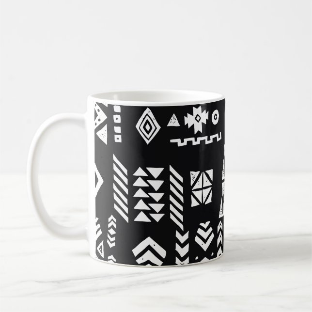 Caneca De Café Geométrico tribal: fundo sem costura na moda. (Esquerda)
