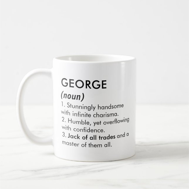 Caneca De Café George name, Editable name, Custom name (Esquerda)