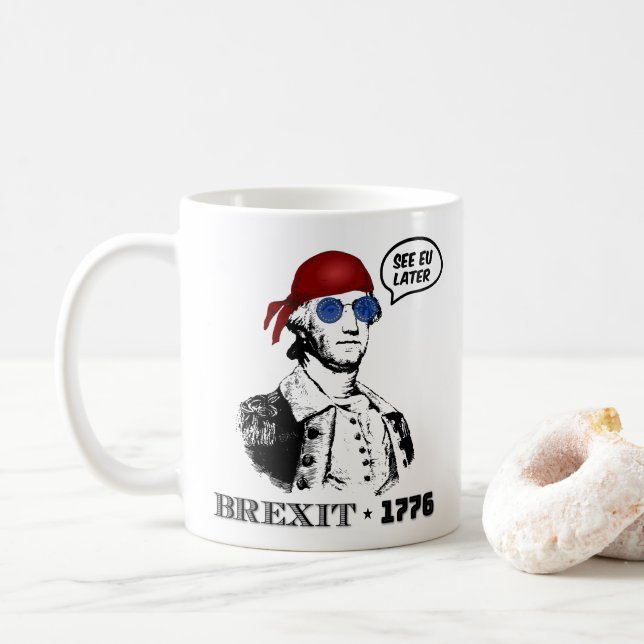 Caneca De Café George Washington Brexit 1776 Óculos de Sol Bandei (Com Donut)