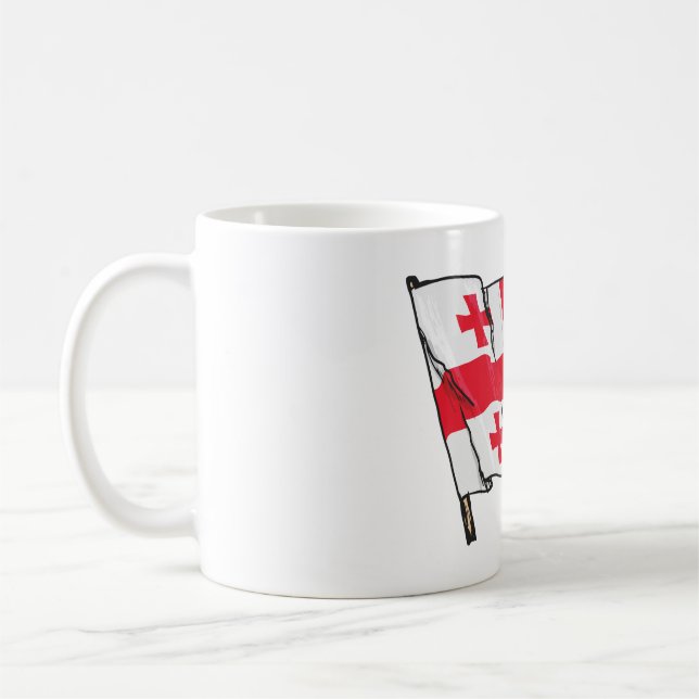 Caneca De Café Georgian Flag Red and White Cross (Esquerda)