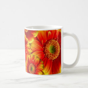 Caneca De Café Gerbera Daisies Amarelo e Laranja
