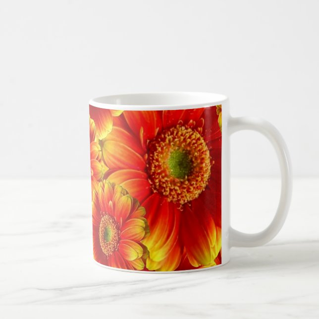 Caneca De Café Gerbera Daisies Amarelo e Laranja (Direita)