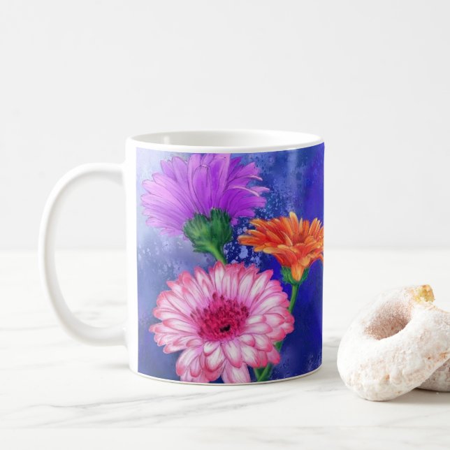 Caneca De Café Gerberas Mug Belos Flores (Com Donut)