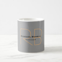 Caneca De Café Gerente de Monograma Simples e Simples Moderno Min
