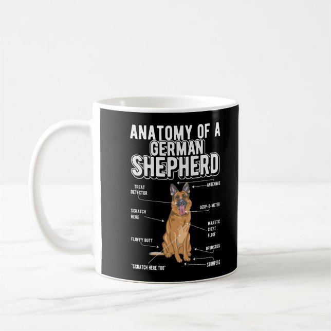 Caneca De Café German Shepherd Anatomy Funny Dog (Esquerda)