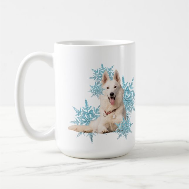 Caneca De Café German shepherd branco deitado nos flocos de neve (Esquerda)
